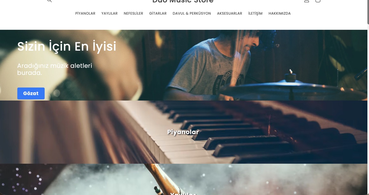 Duo Music Store web sitesi ekran görüntüsü
